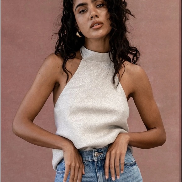 NWT Posse Delphine Top in Natural Sparkle Small - Picture 1 of 8